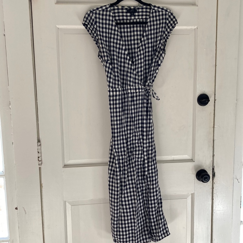 J. Crew Gingham Midi Wrap Dress